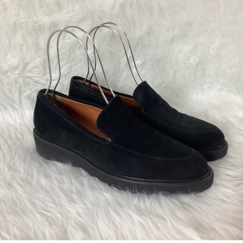 Aquatalia Kelsey Weatherproof Black Suede Platform Loafer